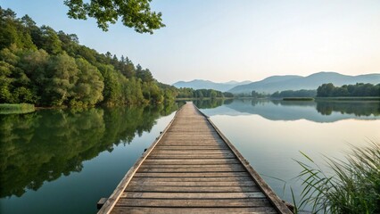 Fototapeta premium wooden bridge over lake