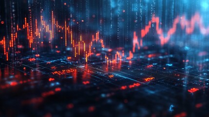 A financial stock market graph crashing into glitching numbers 