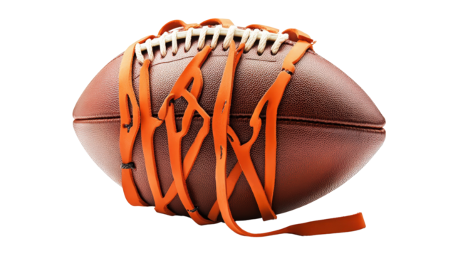 American football ball with laces, isolated on white background Transparent background, PNG