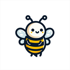 Cute Bee Logo, Friendly Bee Mascot, Animal Vector Illustration