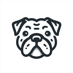 Happy Bulldog Face Logo, Dog Head Vector Illustration