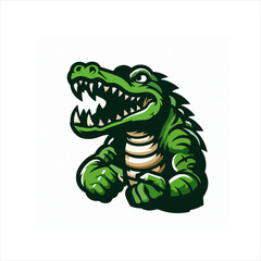 Aggressive Green Alligator Logo, Animal Cartoon Vector Illustration
