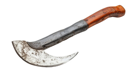 Agricultural sickle with curved blade isolated on white background Transparent background PNG