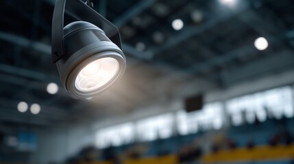 Focused spotlight shining in indoor space