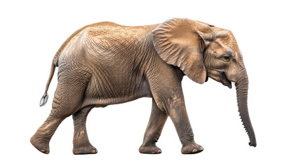 Obraz premium African elephant walking isolated on white background Transparent background PNG