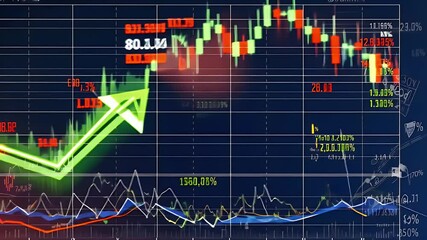 Dynamic stock market chart displaying trends and fluctuations in financial data. - Powered by Adobe