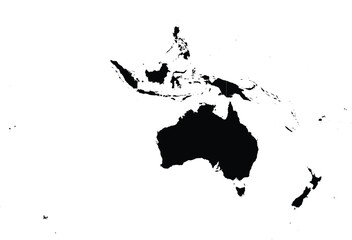Obraz premium black silhouette map of australia and oceania for design, travel illustration or geographic project