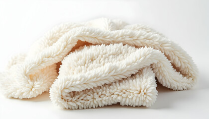 Soft, Fluffy White Textile on a Clean White Background