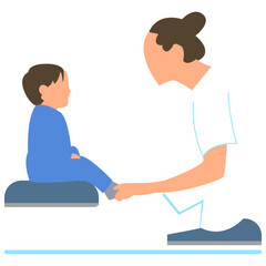 female nurse taking care of a baby boy