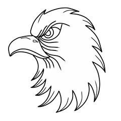 Majestic eagle head outline vector illustration. Hand drawn fierce eagle face