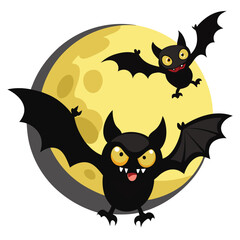 Cartoon Bat Vector Illustration for Halloween or Children s Designs