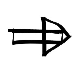 Grunge hand drawn arrow vector. Simple arrow isolated on white background. Arrow mark icon, arrow paint.