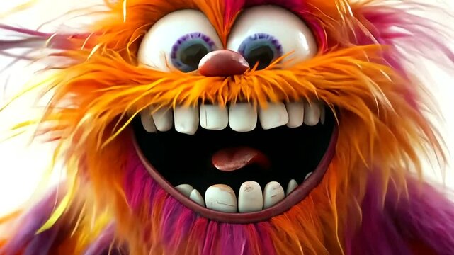 Colorful creature with exaggerated facial expression