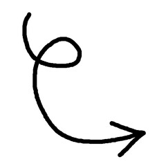 Hand drawn arrow vector. Simple arrow isolated on white background. Arrow mark icon, grunge arrow paint.