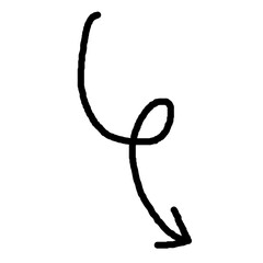 Hand drawn arrow vector. Simple arrow isolated on white background. Arrow mark icon, grunge arrow paint.