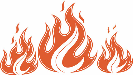 Three Stylized Fire Flames Design Elements
