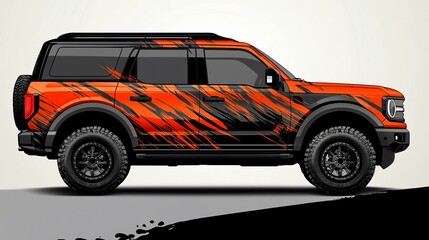 Modern car with unique graphic wrap for showcasing design and modification