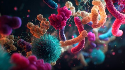 Colorful visualization of friendly bacteria in gut microbiota for science design