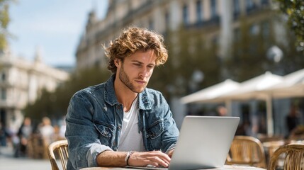 Young Man Working Outdoors
