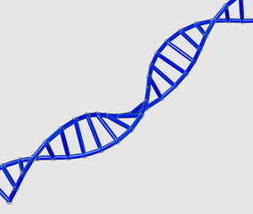 3d Blue DNA helix with futuristic look, symbolizing genetics and biotechnology. 3d illustration