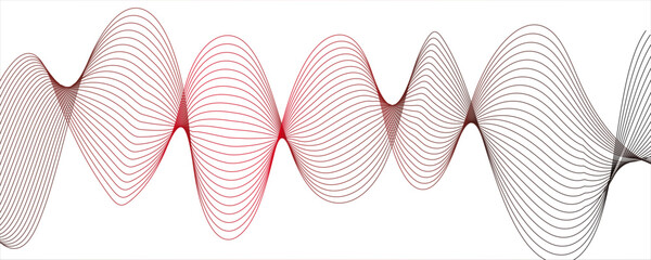 Abstract maroon line wave with geometric technology and frequency gradient lines.flowing waveforms made of smooth, fine aqua maroon lines. Waves curve and overlap fluidly. Wave shapes undulate.