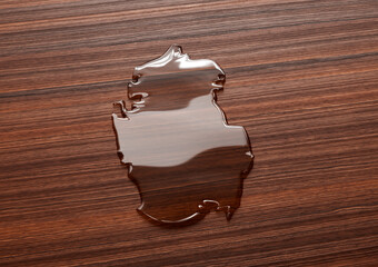 Qatar Map Made Of Transparent Liquid Water On Wooden Floor Save Water Concept 3D Illustration