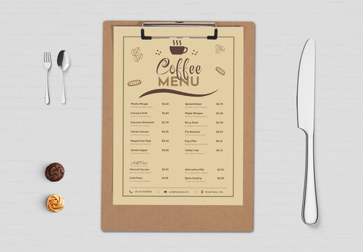 Coffee Shop Menu Items