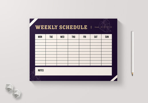 Minimalist Weekly Schedule Planner Design Template