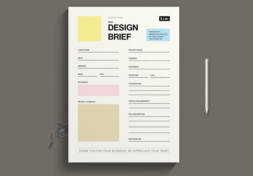 Professional Design Brief Template