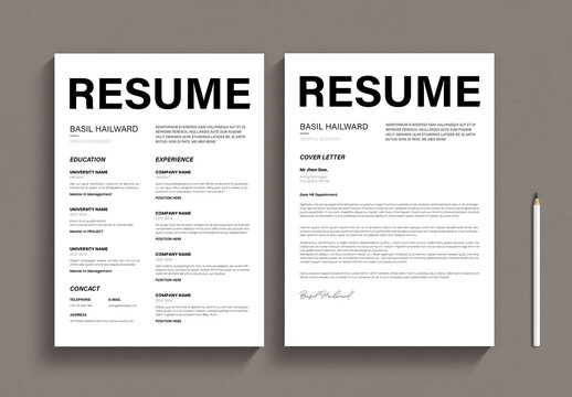 Resume CV Template with Cover Letter Layout