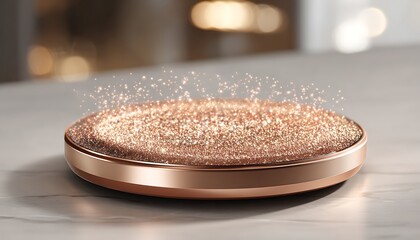 rose gold luminous wireless charger with pulse aura soft particle sparks ambient glow on high-tech base surface
