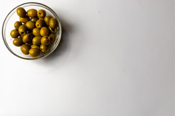 olives in a glass bowl