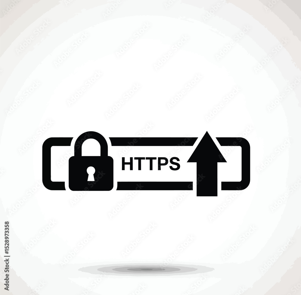 Poster secure https upload icon padlock and up arrow symbol