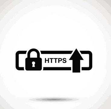 Secure https upload icon padlock and up arrow symbol