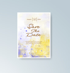 Wedding invitation with abstract splash watercolor