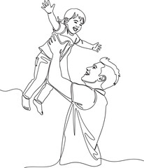 Father and Daughter Line Art Vector Illustration Design for Father’s Day and Parenting Concepts