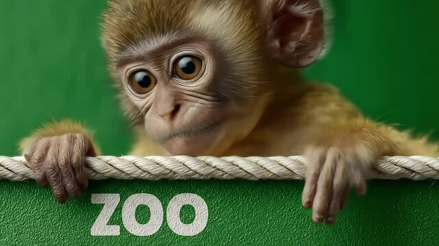 Cute Baby Monkey Zoo Portrait.