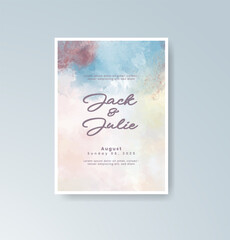Wedding invitation with abstract splash watercolor