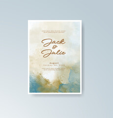 Wedding invitation with abstract splash watercolor