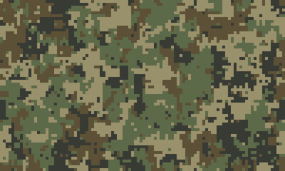 Abstract digital camouflage pattern.  Perfect for backgrounds, textures, or militarythemed designs.  Earthy tones blend seamlessly for a versatile, modern aesthetic.