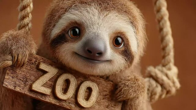 Cute Sloth Zoo Swing Sign.