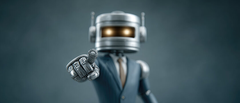 Innovative robot leadership event corporate office digital art modern environment close-up viewpoint futuristic concept for business growth and team dynamics