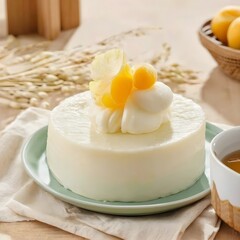 Fototapeta premium Eggs with cream cake