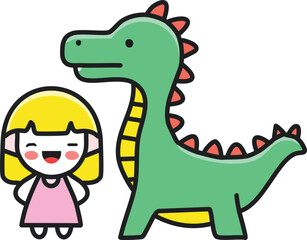 Obraz premium kawaii child cute with cute dragon