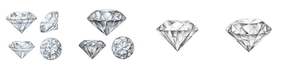 Sparkling diamonds in various cuts and shapes