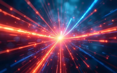 A vibrant, abstract representation of power lines with glowing light trails, emphasizing the theme of energy transmission and modern technology. High quality