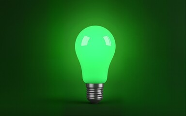 A stylized green bulb symbolizes eco-friendly lighting promoting environmental sustainability for Earth Day themes and initiatives. High quality