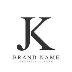 JK trendy logotype template. Initial letter j and k classic font style. Creative logo for company name or identity.