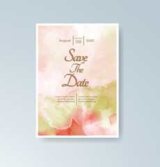 Wedding invitation with abstract splash watercolor