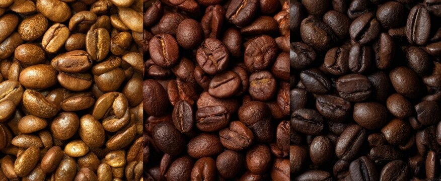 The exquisite variety of coffee beans showcasing different roasting profiles.